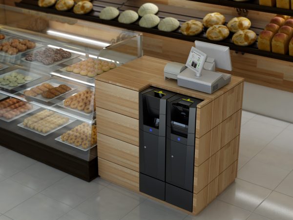 Cassa automatica Glory installata in un forno