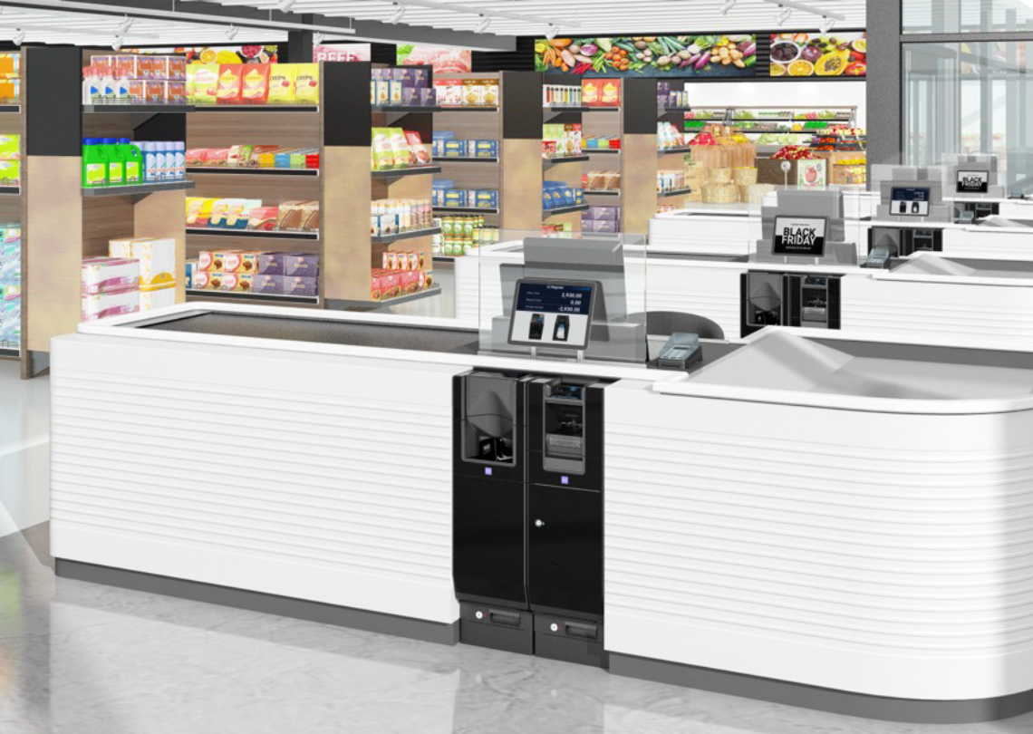 Sistema Glory CI-10X installato in supermercato
